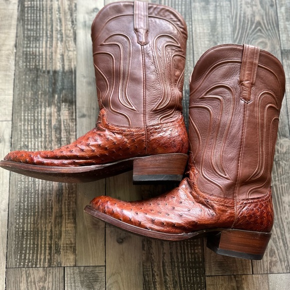 Tecovas Fine Bootmakers Wyatt Pecan Ostrich Boots Men's 12.5 D Western Cowboy - Picture 1 of 15